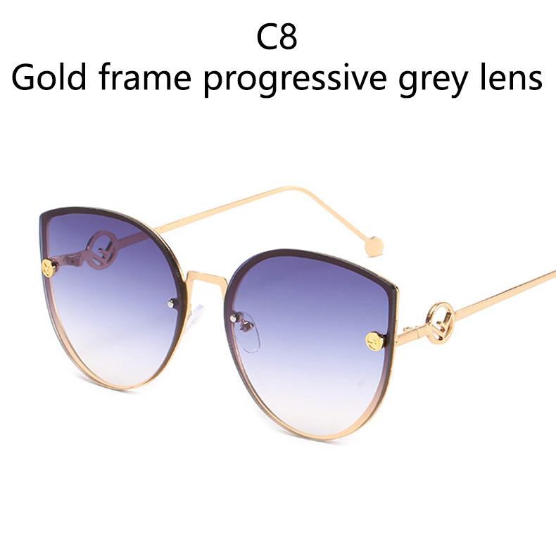 Colors Metal Sunglasses Women Luxury Cat Eye Brand Design Mirror Rose Gold Vintage Cateye Fashion Sun Glasses Lady Eyewear