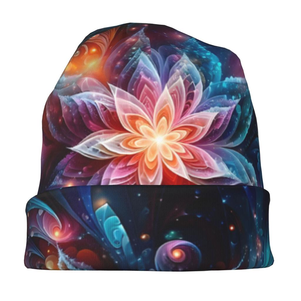 Cosmic Flowers Translucent Galaxies Stylish Adult Beanie for Layering with Fall Or Winter Outfits Brings Relaxed Charm to Streetwear Or Weekend Fashio