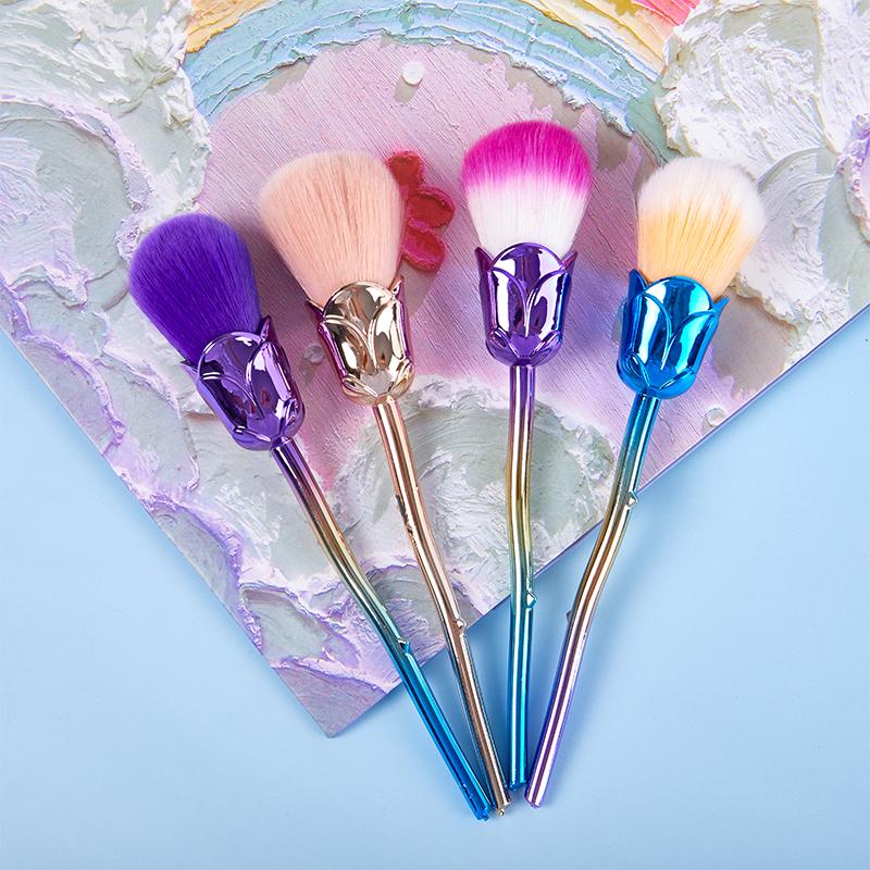 Rose Nail Dust Brush For Manicure Flower Nail Art Brush Nail Accessories Tools Popular Round Small Gel Polish Cleaning Brushesna