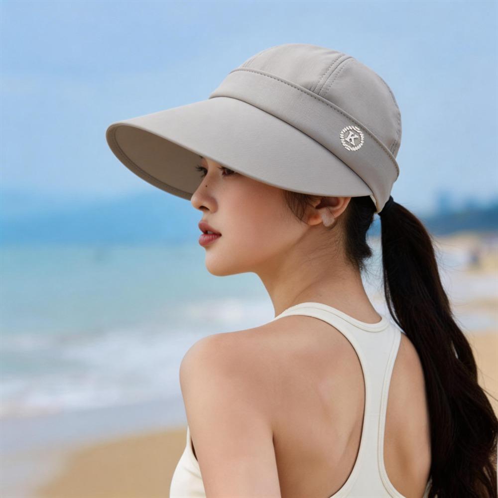 New Removable Cap Top Women's Summer Hat with Zipper Foldable Sun Hats Anti-UV Big Brim Cycilng Cap