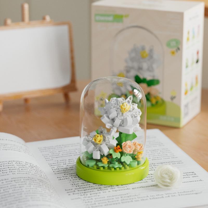 Music Flower Box Compatible Building Blocks Bouquet: Sunflower & Carnation Toy for Children and Teachers