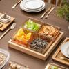 Divided Acrylic Snack and Fruit Tray with Wood Base