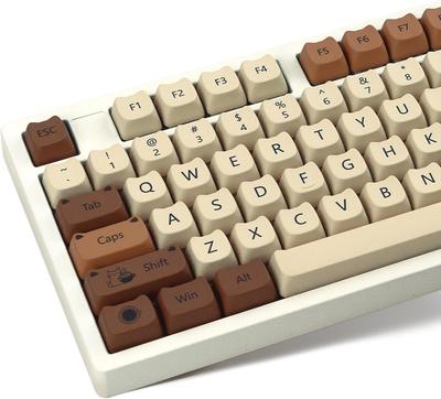 XVX Katzenmuster Tastenkappe PBT Dick Mao 141 MX und für Mechanisches Gaming Kaffeeset, Profil, Tasten, Sublimationsdruck, Kompatibel, 60%, 75%, 96%,