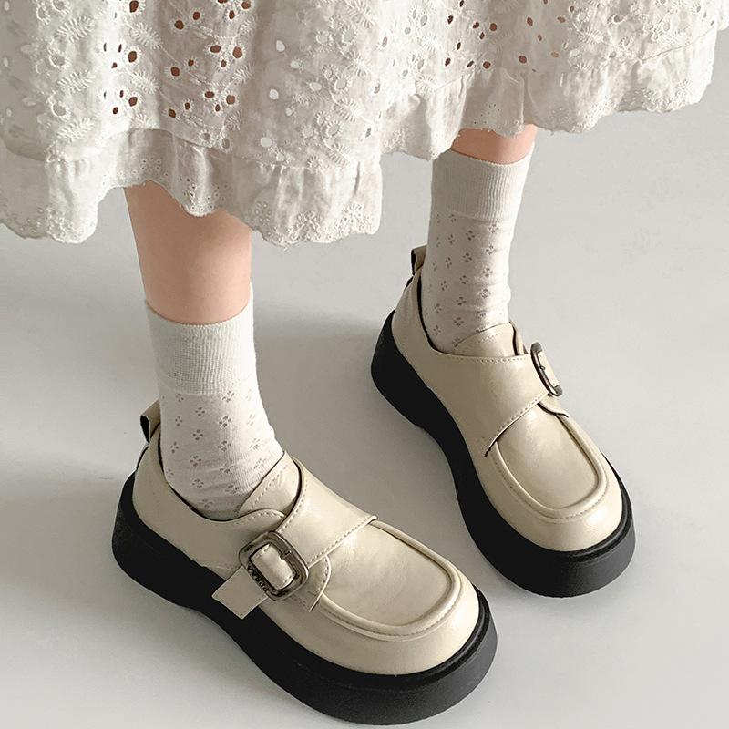 Fashion commuter retro British style platform small leather shoes women's 2025 new spring and autumn versatile heightening love single shoes