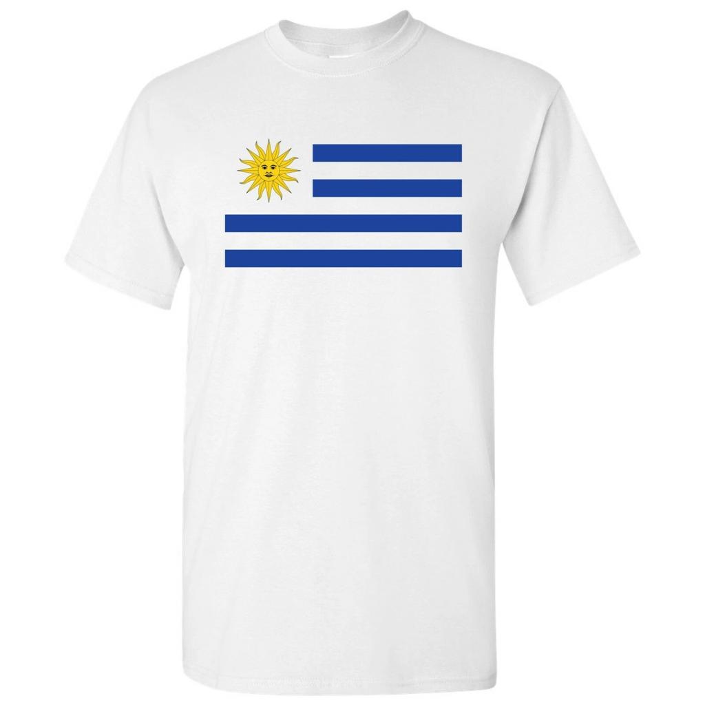 Uruguay Lateinamerikanische Flagge Basic Baumwoll-T-Shirt - Weiß