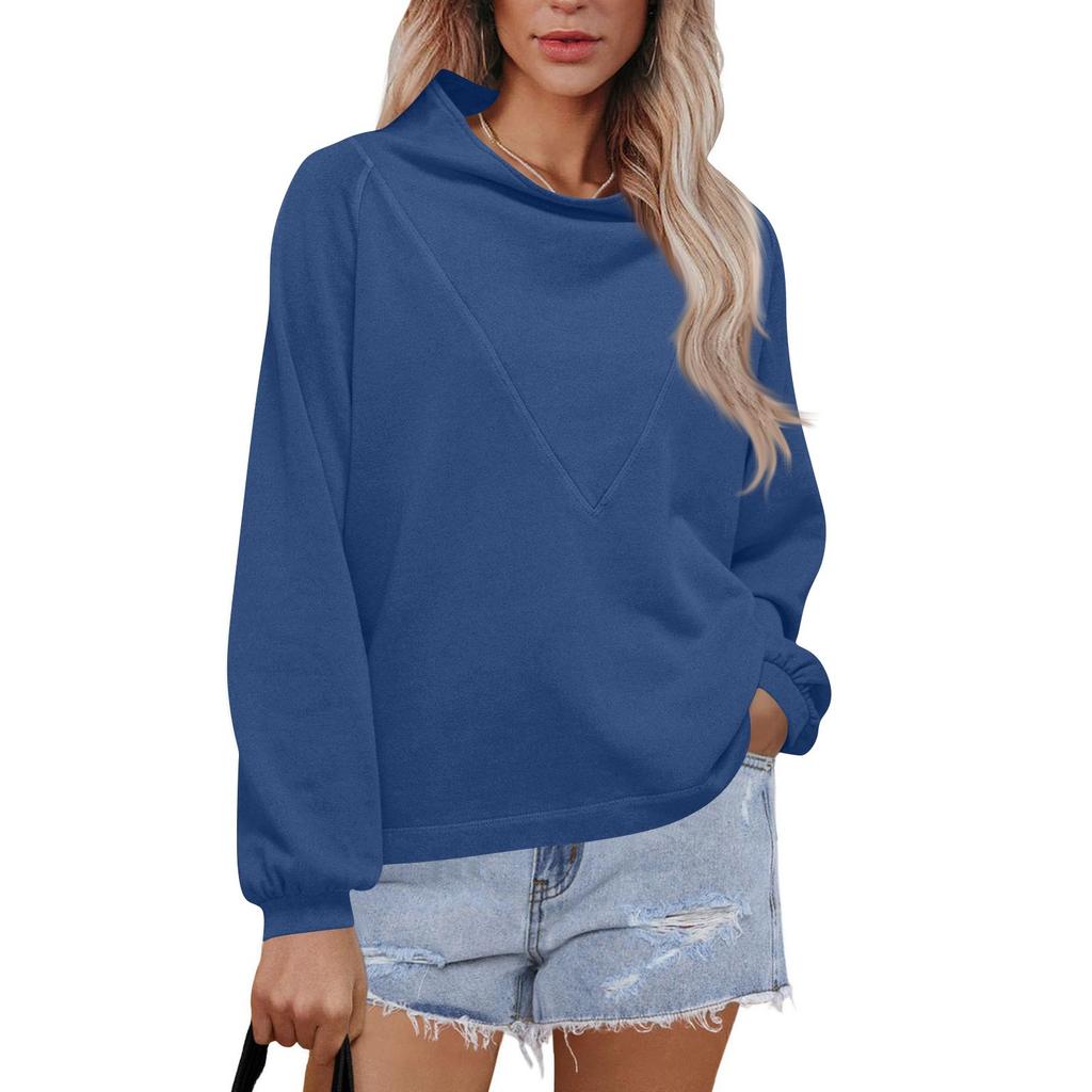 Women's Fashionable Long-sleeved Pullover And Solid-color Sweatshirt