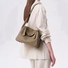 Women Lindy Style Handbag, Retro Rotating Lock Crossbody Shoulder Bag, Multi Pocket Portable Top Handle Purse, Casual Daily Work Travel Leather Bag