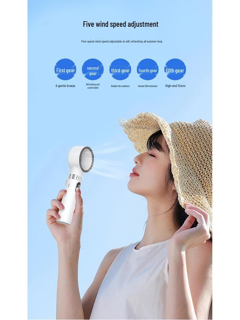 Digital Display USB Charging Bladeless Fan - Portable Desktop & Handheld Model