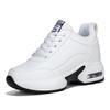 2026 Spring increase height and show feet Small thick-soled versatile casual women's shoes Leather surface soft-soled running sports shoes