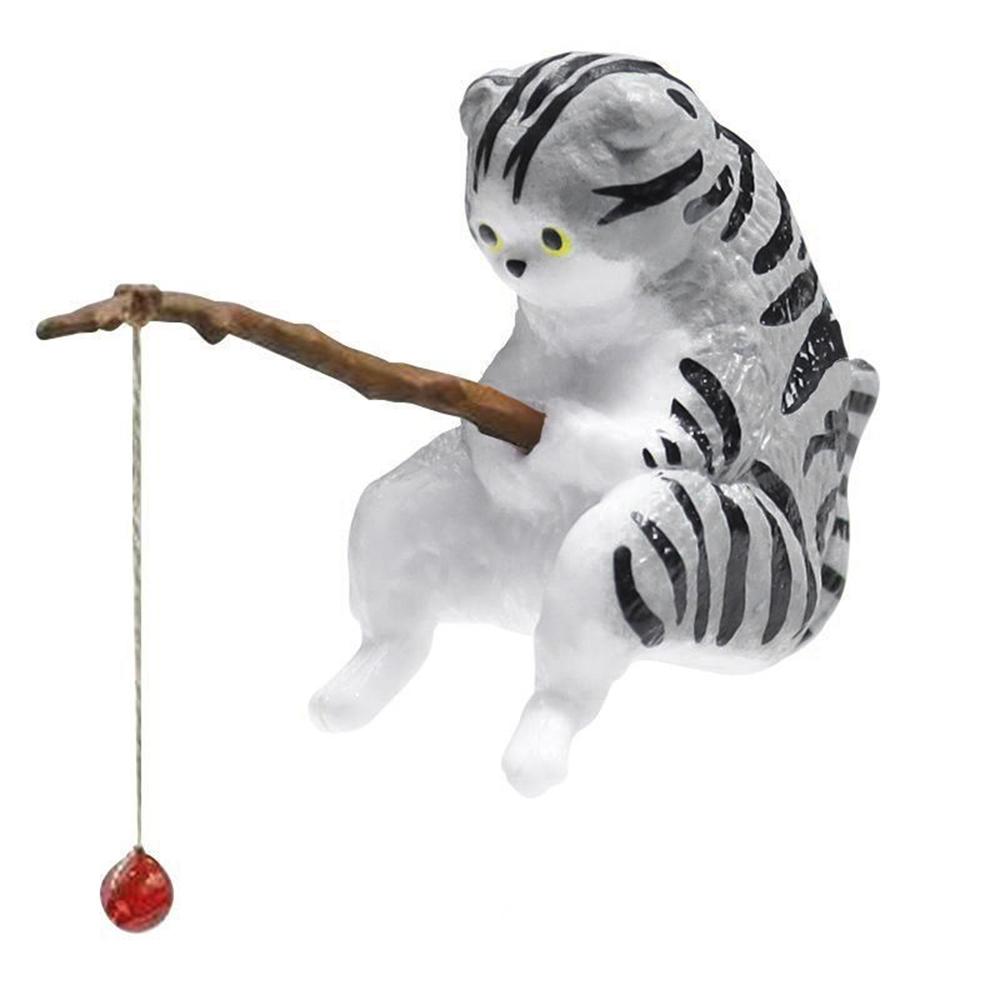 

Kitten Fishing Aquarium Decoration Fish Tank Scenery Cat Fishing Ornament Fishing Cat Hanging Ornament серый