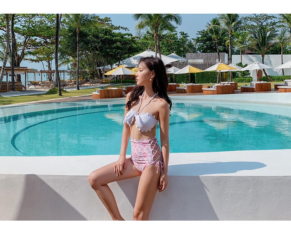 Export Japan Sexy Lace Split Swimsuit for Seaside Holidays