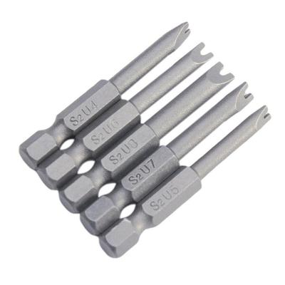 5Pcs/set Magnetic U Shape Screwdriver Security Bits Tool 1/4" Hex Shank 50mm