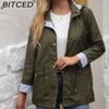 BITCED Autumn/Winter Detachable Hood Trench Coat Plus Size Women's Raincoat