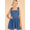Women Sleeveless Solid Strappy Denim Midi Dress For Casual Commute
