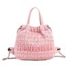 New small bag, portable texture bucket bag, fashionable weaving 2025 backpack, chain bag, women's woolen goods.