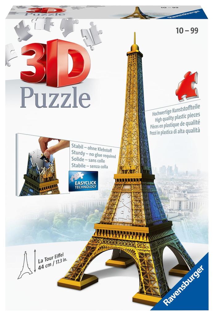 Ravensburger 3D Eiffel 216 Finished 44cm Recommended 3D Gift Puzzle Tower, pieces. size tall. (Item No. 12556) age 12+. [Puzzle, Puzzle,