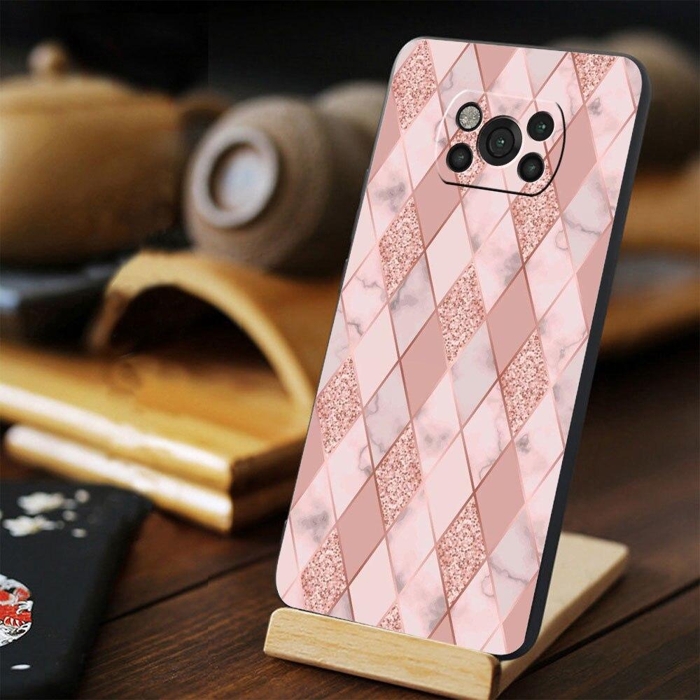 Phone Funda Cellphone TPU For Xiaomi POCO 9T 11T F4 GT MI 11 Lite X3 NFC M4 Pro 5G F3 M3 10T X4 Gold Pink Rose Glitter Hearts