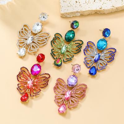 Dangle Earrings for Women Butterfly Glass Bride Wedding Party Jewelry Accessories
