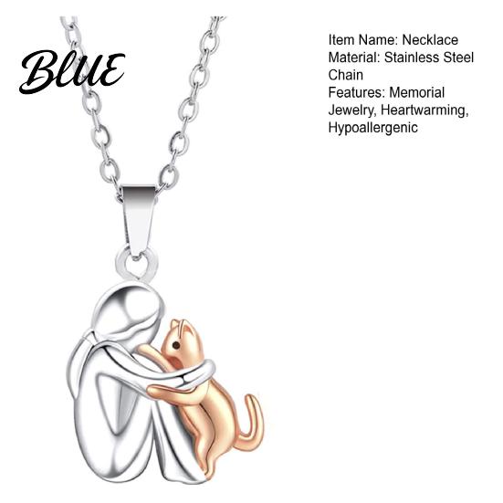 Memorial Necklace for Dog Owner And Woman Puppy Hug Pendant