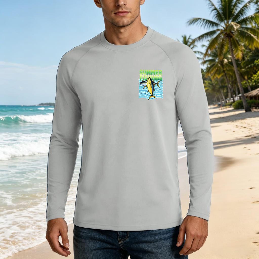 Herren 50+ Langarm Hawaii-T-Shirt mit Stoff, Atmungsaktiv, Lockerer Schnitt, für Sommerliche Outdoor-Freizeitaktivitäten