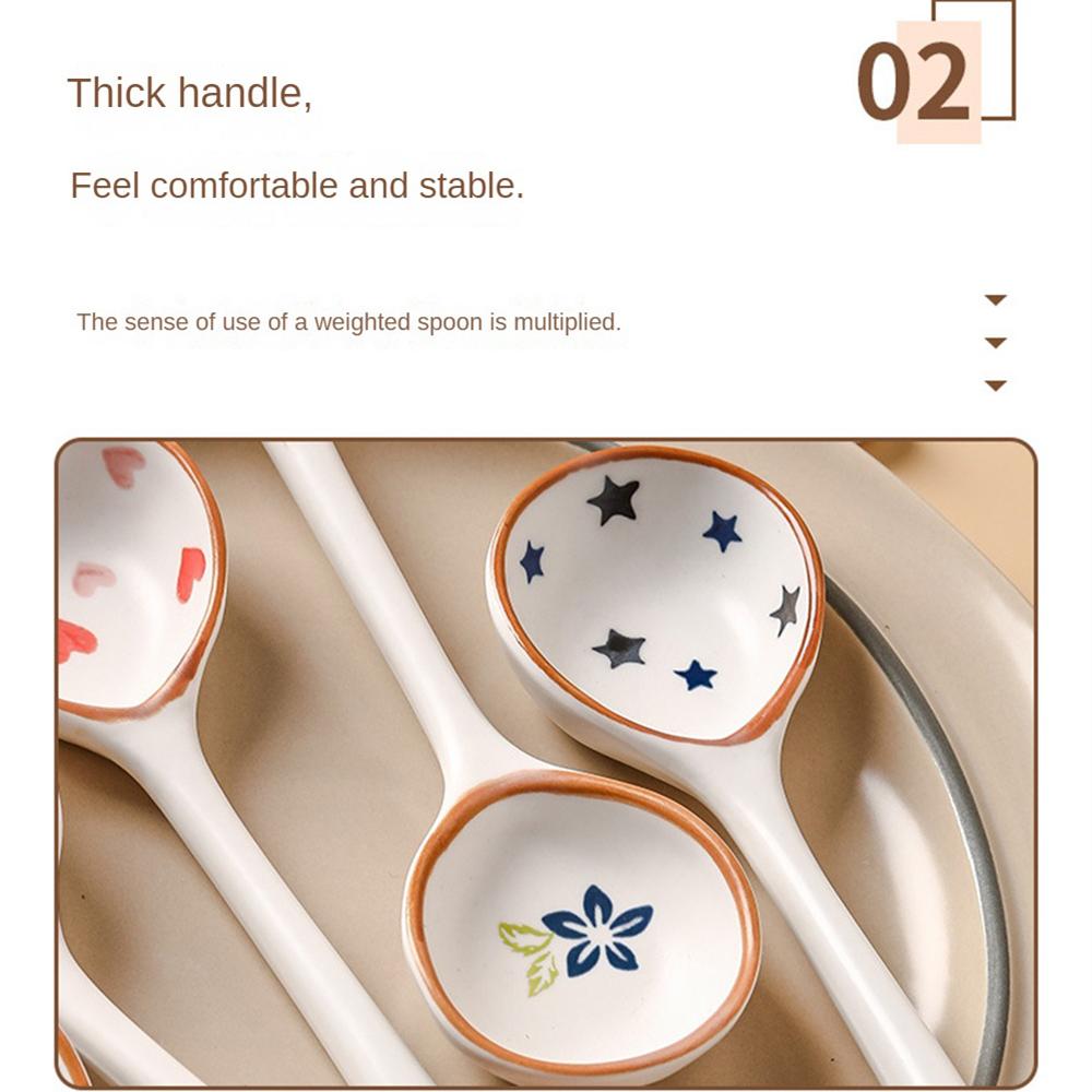 Keramisk soppsked Japansk stil Kreativ grov keramik Handmålad keramisk sked Kaffe Mjölk Dessertsked Kreativt bordsserv