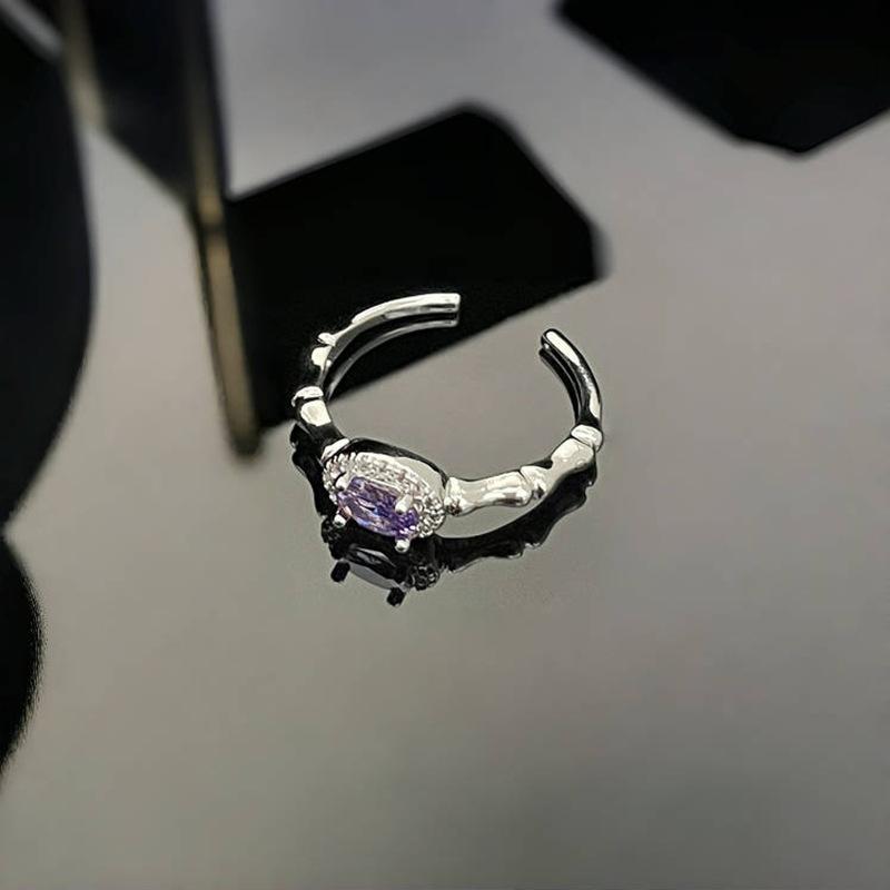 Super Flash Lila Zir*****Stiftring, Leichter Luxus und Kaltes Gefühl, Hochwertiger Temperamentring, Nischendesign-Accessoires Damen