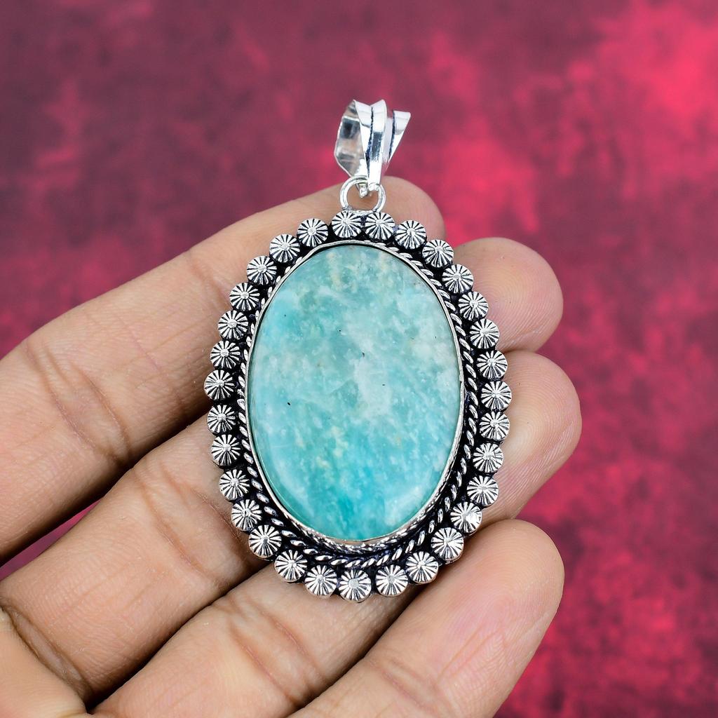 Amazonitowy Wisiorek, Srebro Próby 925, Biżuteria z Kamieni Szlachetnych, Ręcznie Robiony Wisiorek, Na Święto Dziękczynienia