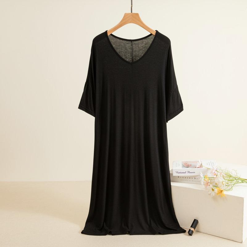 

Женская свободная ночная рубашка из модала с оборками - летняя, повседневная домашняя пижама средней длины, большие размеры One Size