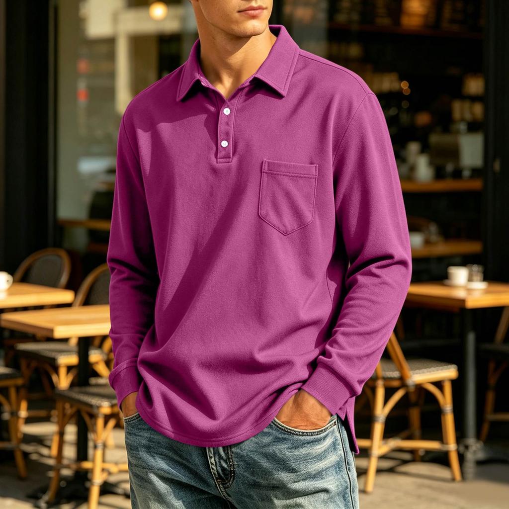 Men's Casual Long Sleeve Button-Down Shirt Lightweight Breathable