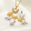 5Pcs Stainless Steel Metal Heart Flower Butterfly Cubic Zircon Charms for Necklace Bracelet DIY Jewelry Pendants Earrings Making