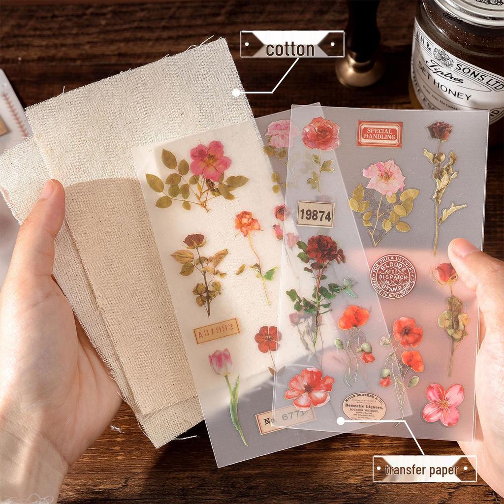 Momo PVC Heat Transfer Stickers - Flower Forest Series for Journal Decoration