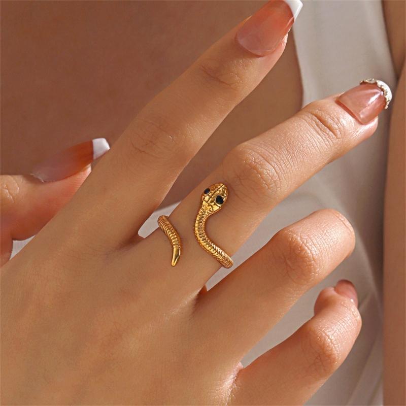 Snake Inspired Rings Open Loop Designs Metal Jewelry Personalize Gift For Special Moment