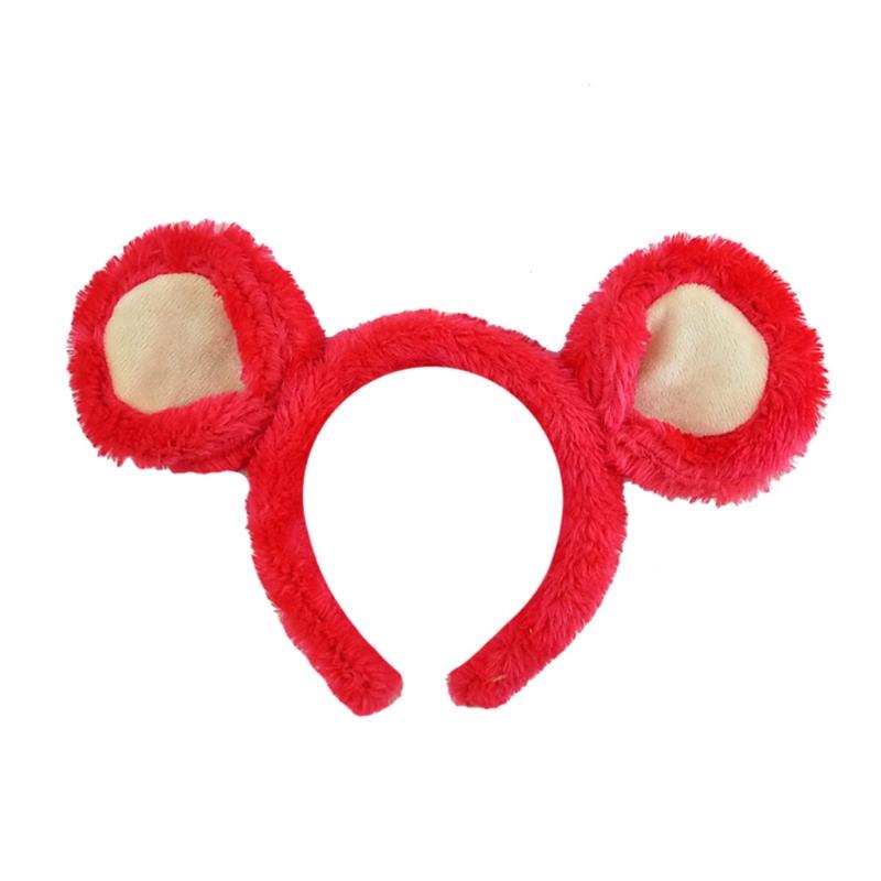DXAE Zachte Berenoren Hoofdbanden Pluche Muisoren Haarband voor Gezicht Wassen Cartoon Dier Hoofdbanden Halloween Kostuum red