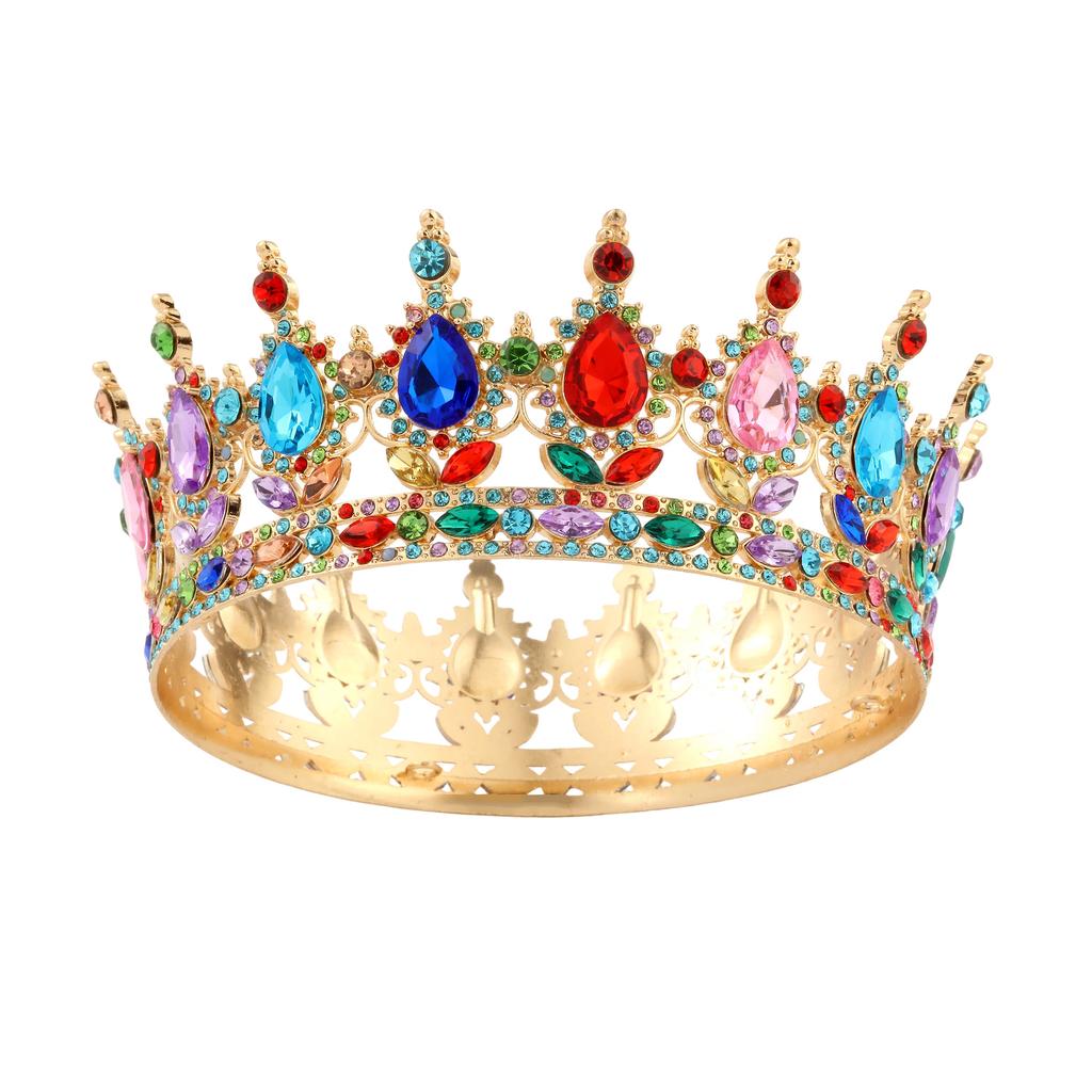 New Bridal Crown Headpiece - Exquisite High-end Wedding Birthday Party and Cake Decoration - Bridal Hair Accessory - Round Crown Tiara