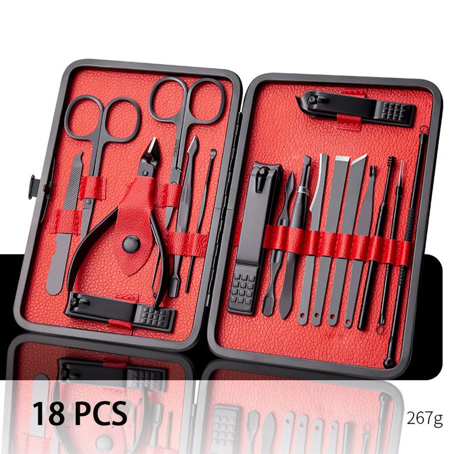 Nagelwerkzeug-Set Edelstahl-Nagelknipser-Set 18-teiliges Set Maniküre-Pflegewerkzeug Maniküre-Set Nagelhautzange Weihnachtsgeschenke