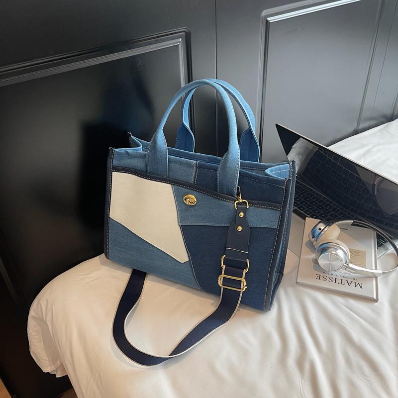 Patchwork Handbag Women's Contrast Color Stitching Shoulder Crossbody Bag Commuter Tote Bag