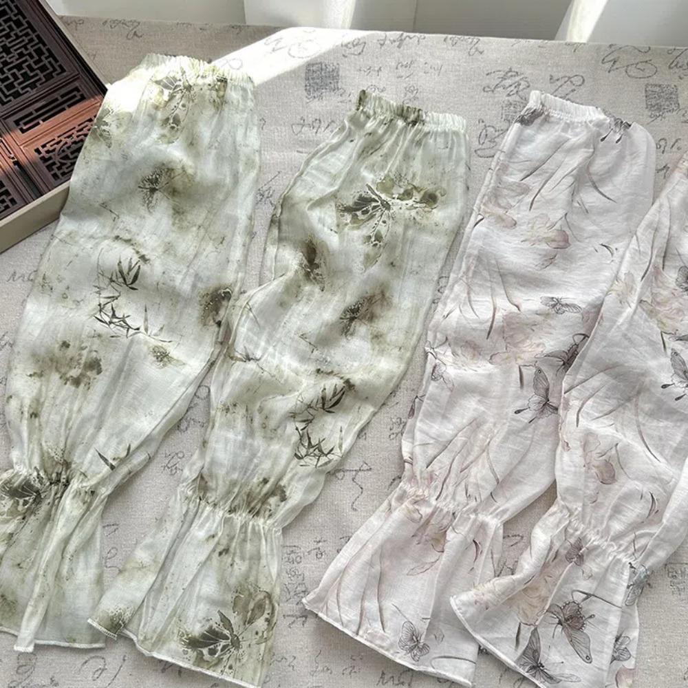 Sweet Chiffon Sunscreen Arm Covers Flower Cycling Gloves Breathable Chinese Style Sleeves Outdoor