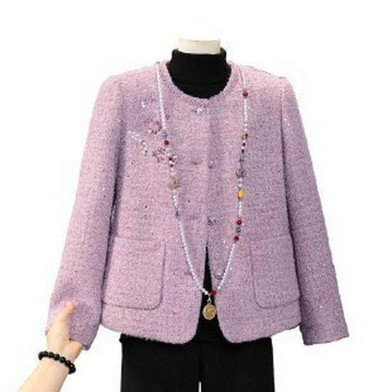 

Petite Women s Chinese Style Spring Trench Cardigan for Mid-aged and Elderly 3XL фиолетовый