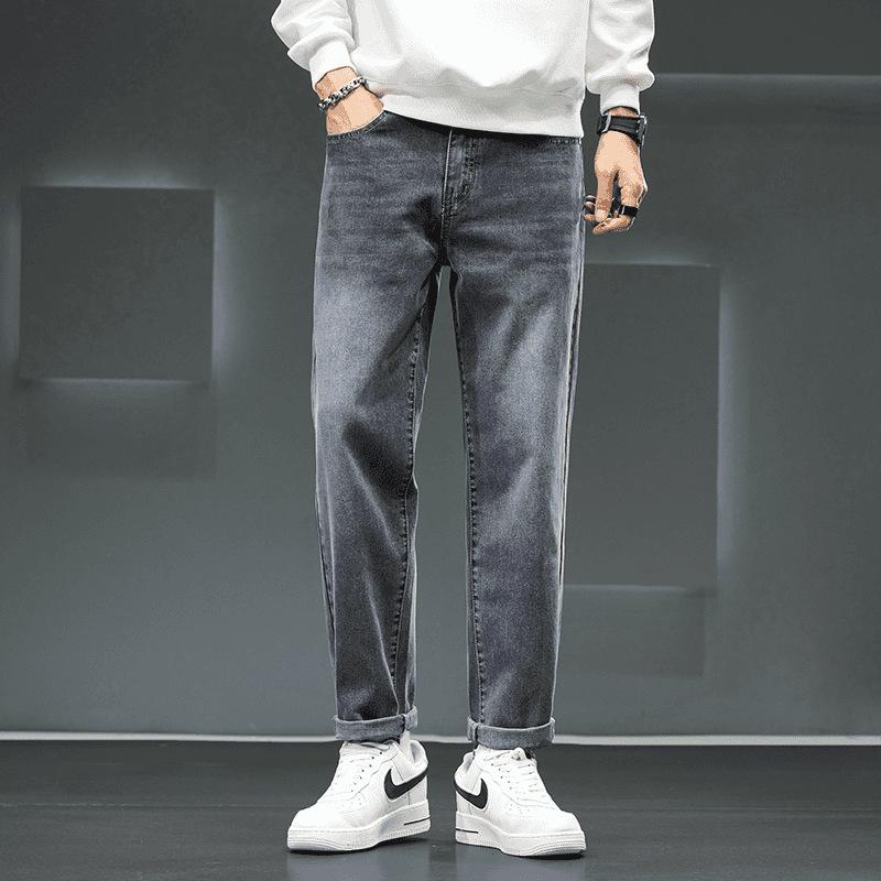 

JYL Новичок года Мужские эластичные слегка зауженные прямые джинсы Повседневная ностальгическая мода 32 чёрный