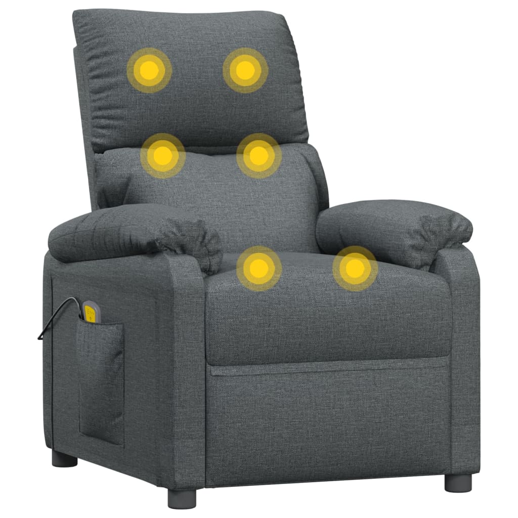 Vidaxl Armchair With Massage, Dark Gray, Fabric
