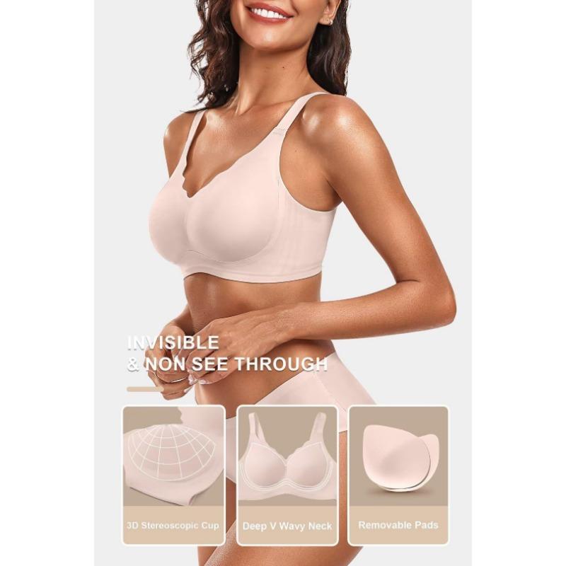 Women Solid Color Seamless Wirefree Fixed Cup Comfort Everyday Bra