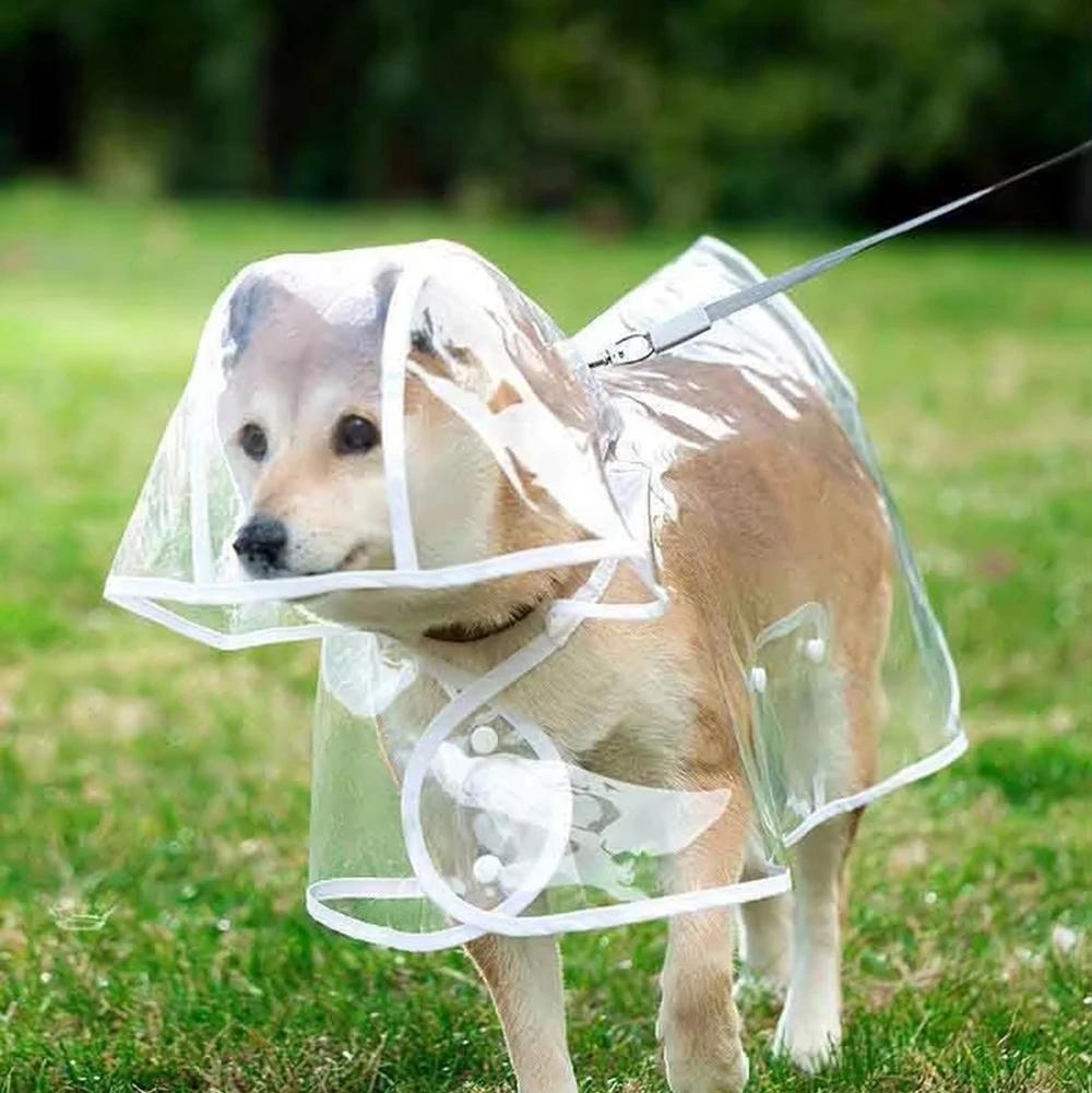 Dogs Going Out Transparent Waterproof Raincoat With Hat Raincoat For Small And Medium-sized Dogs For Rainy Days Walking