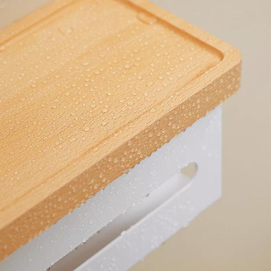 Paper Holder with Shelf Solid Wood Black White Aluminum Creative Kitchen Bathroom Toliet Paper Rack Storage Tissue Drawer Box