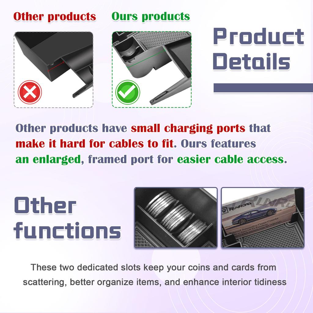 For 2025 2025-2020 Subaru Outback & Legacy Armrest Box Storage Center Console Organizer Tray Interior Secondary Storage Car Box