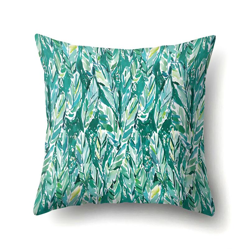 Polyester Pillowcase Ins Style Plant Flowers Nordic Printed Peach Leather Velvet Cushion Cover Sofa Waist Cushion Cover