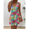 Summer Casual Colorful Floral Print Crew Neck Sleeveless Shift Dress For Women Y2k Ladies Clothes Oversized Female Clothing Tees