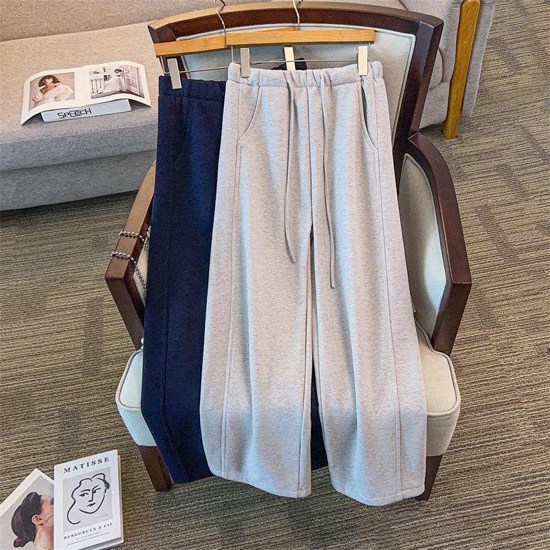 Extra Large Plus Size Women's High Waist Winter Casual Pants with Velvet, Loose Fit, 5137