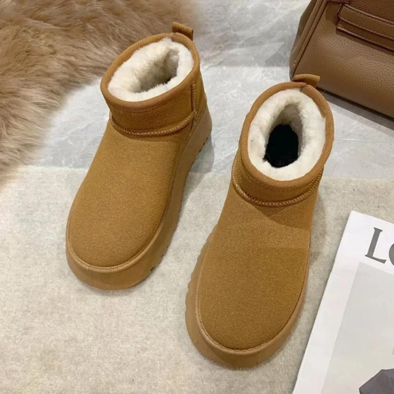 2024 New Classic Thickened Fluff Women's Snow Boots Comfortable Warm Ankle Boots Women Winter Ladies Shoes Chunky Snow Boots