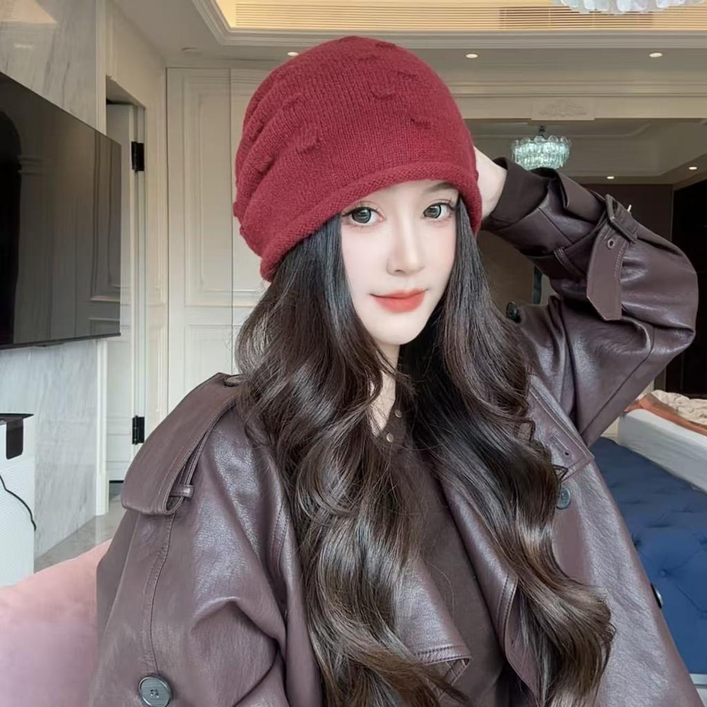 Cashmere Rolled Up Pile Cap  Free Shipping Cap  Korean Style Loose Elastic Cold Cap  Soft Postpartum Cap  Women's Headscarf Cap