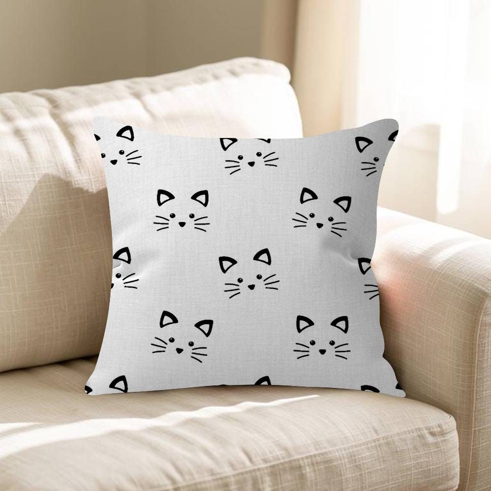 Fashion Black Cat Paw Prints Office Cushion Pillowcase Car Cushion Cover45X45CM Lumbar Pillowcase Sofa Pillowcover